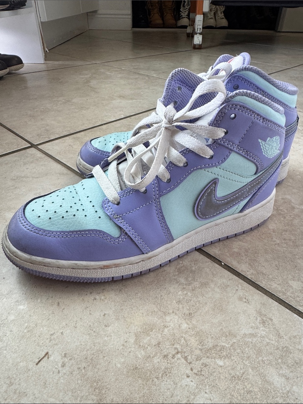 Nike Kids High-Top Sneakers - Light Blue & Lavender